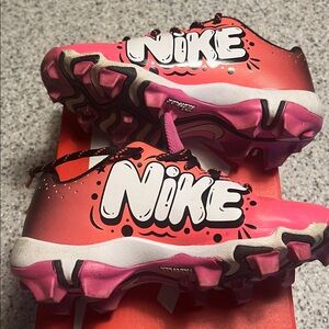 Nike Pink and Black Cleats with White Swoosh
